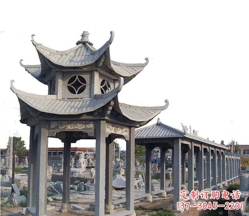 威海双层仿古凉亭石雕