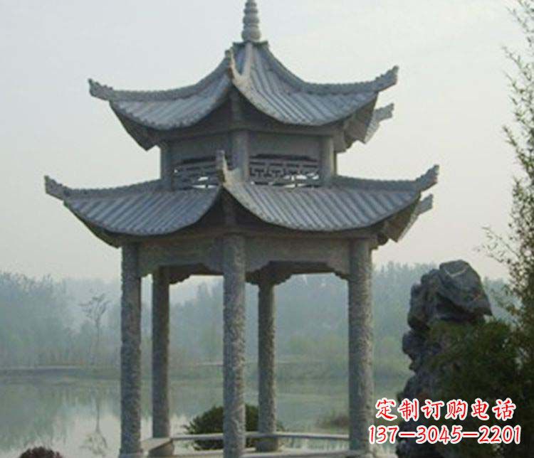 威海双层仿古凉亭石雕_2