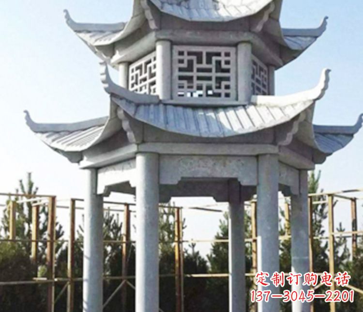 威海双层仿古石凉亭石雕_2