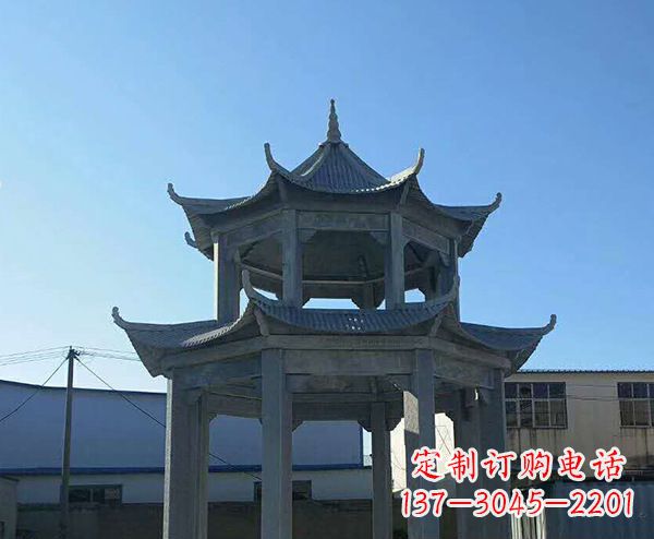 威海双层仿古石凉亭石雕_1