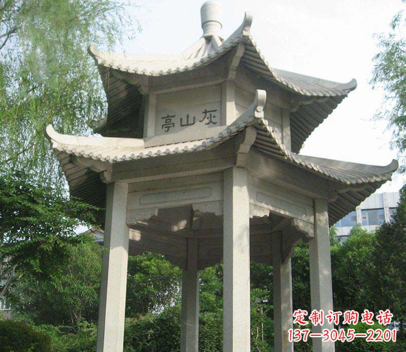 威海双层石凉亭石雕