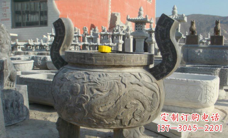 威海双龙戏珠浮雕香炉铜雕