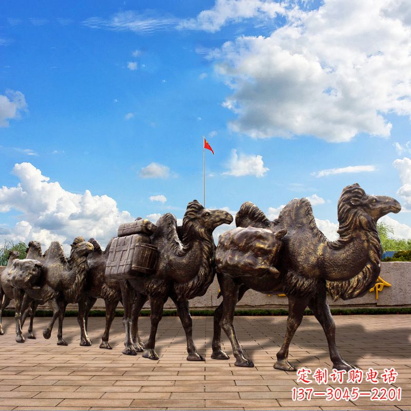 威海丝绸之路骆驼队仿铜景观雕塑