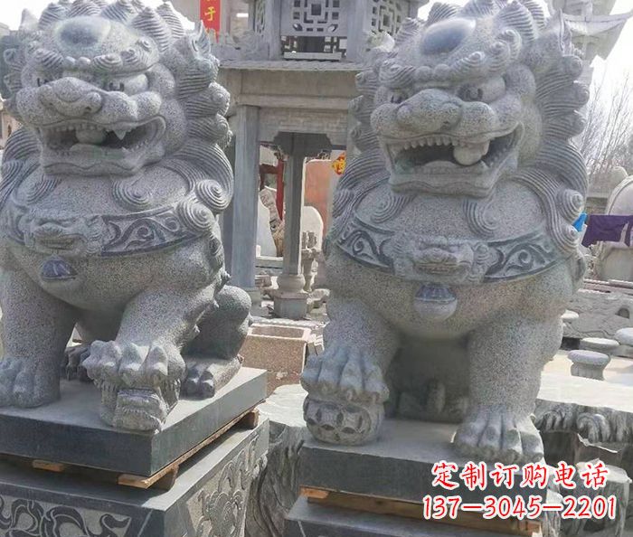 威海寺庙景观仿古石狮子 (3)