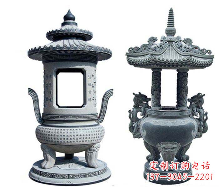 威海寺庙景观仿古香炉石雕