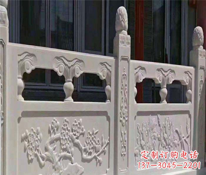 威海寺庙景观汉白玉石浮雕栏板 (2)