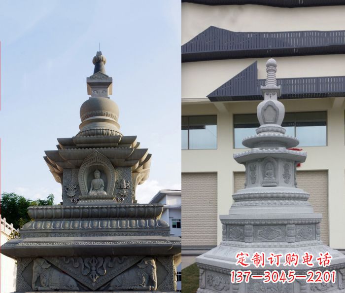 威海寺庙景观舍利塔石雕 (3)