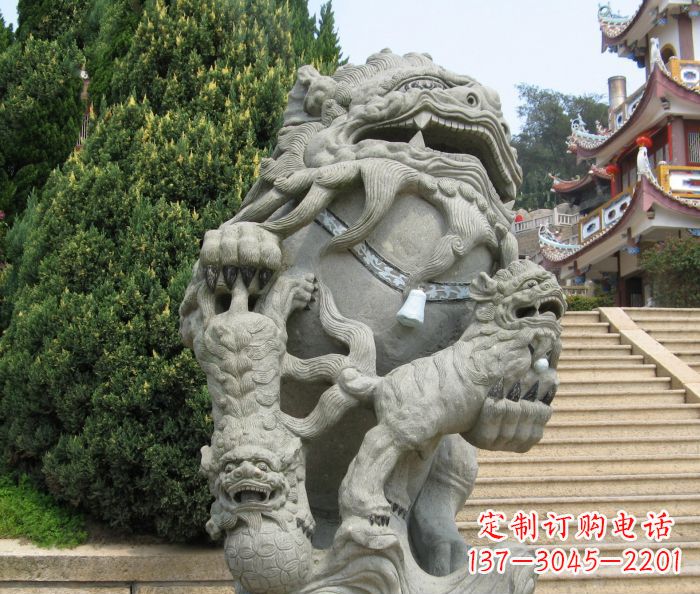 威海寺庙景观狮子石雕