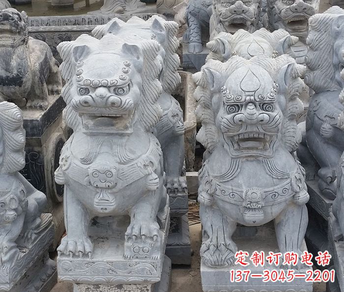 威海寺庙青石狮子石雕