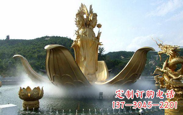 威海寺庙三面观音雕像