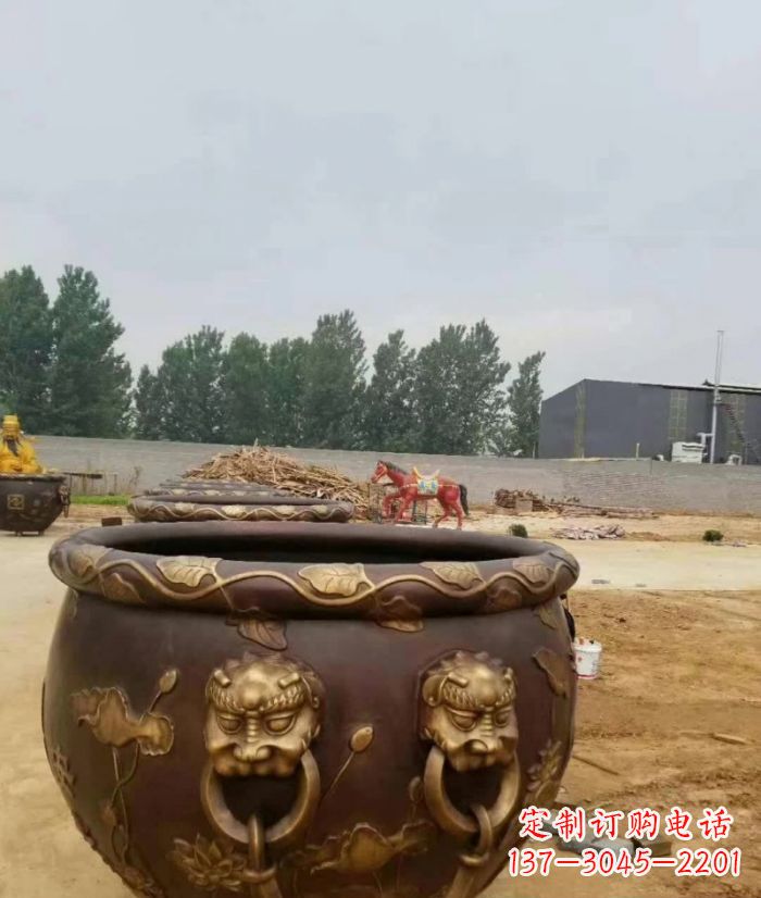 威海寺庙水缸铜雕 (4)