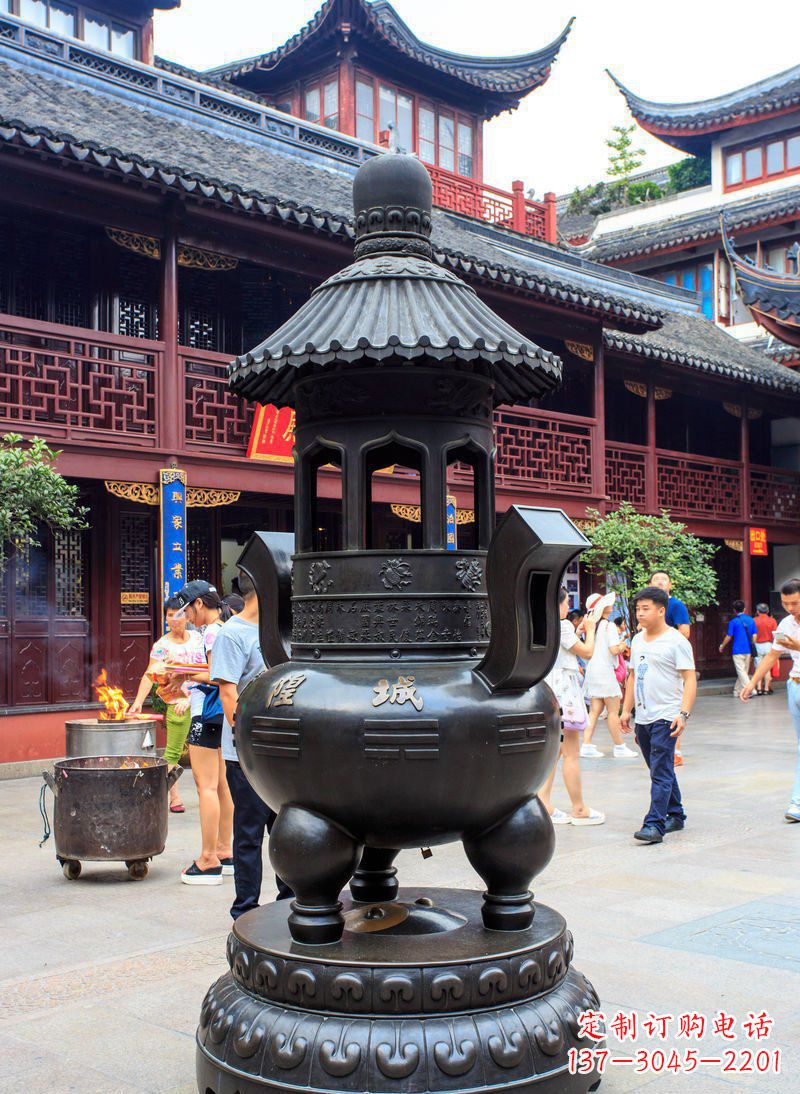 威海寺庙铜香炉铜雕 (2)