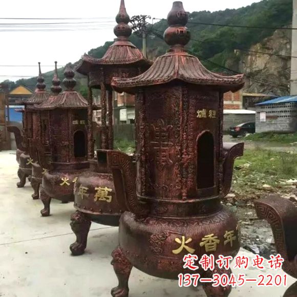 威海寺庙铜香炉雕塑