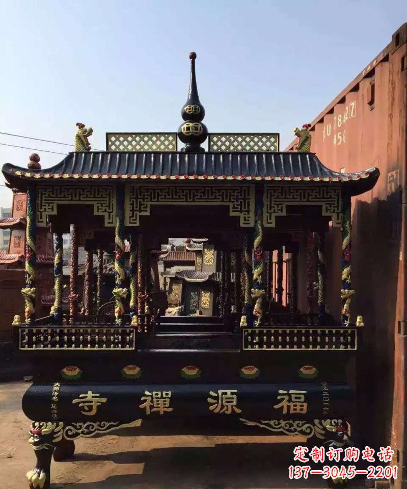 威海寺庙香炉铜雕 (2)