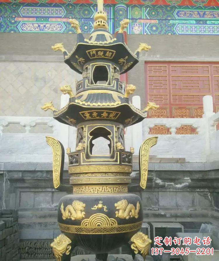 威海寺庙香炉铜雕_1