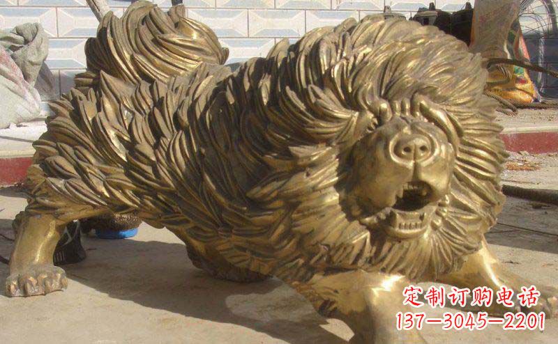 威海松狮犬动物铜雕