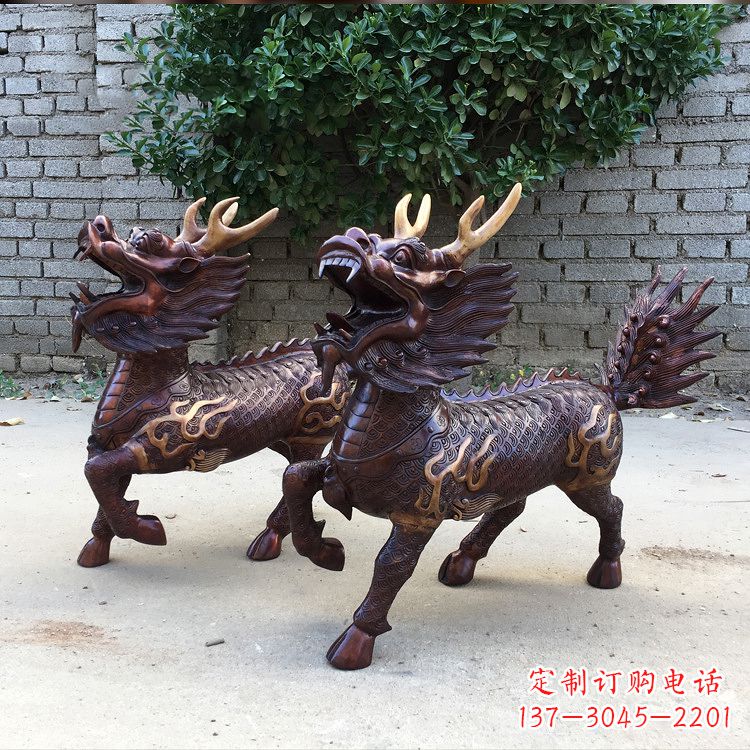 威海送子麒麟铜雕塑