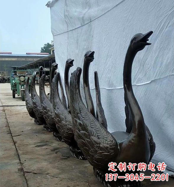 威海天鹅喷泉铜雕,园林喷泉水景流水组件