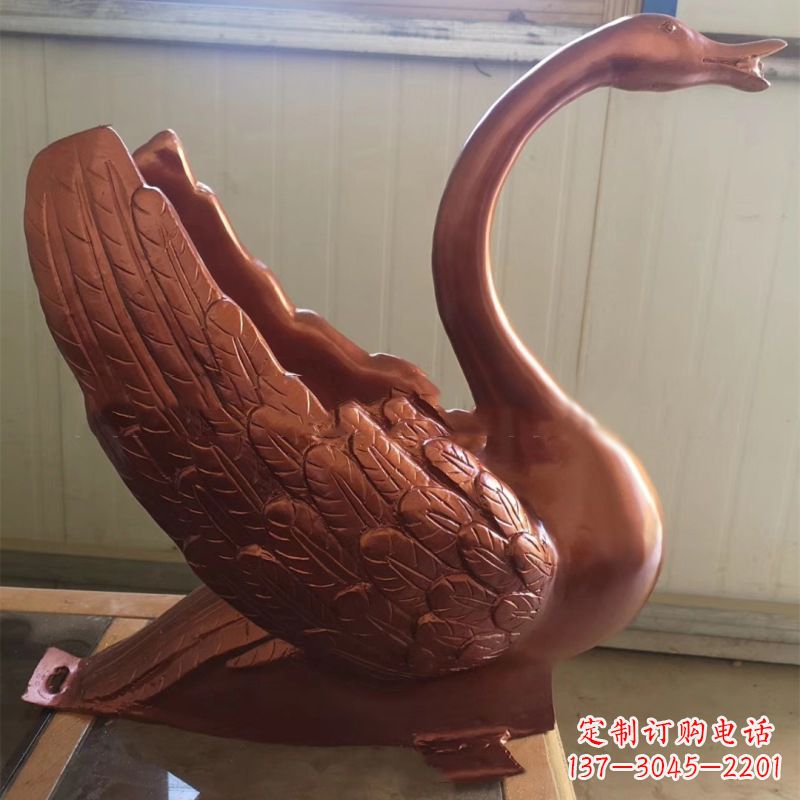 威海天鹅铜雕塑,喷泉吐水天鹅装饰摆件