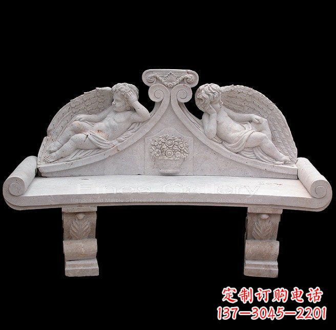 威海天使石雕座椅公园景观雕塑
