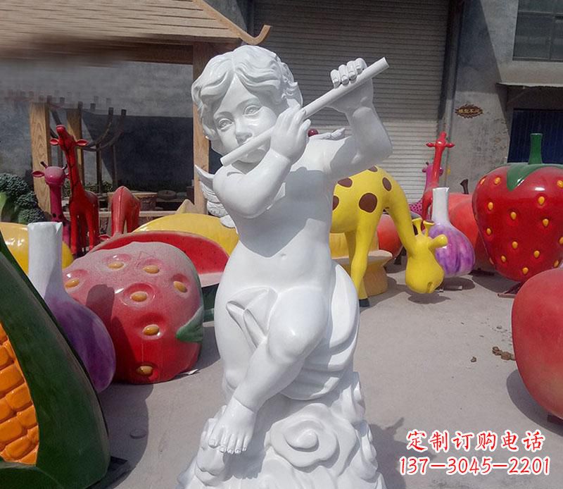 威海天使吹笛人物石雕