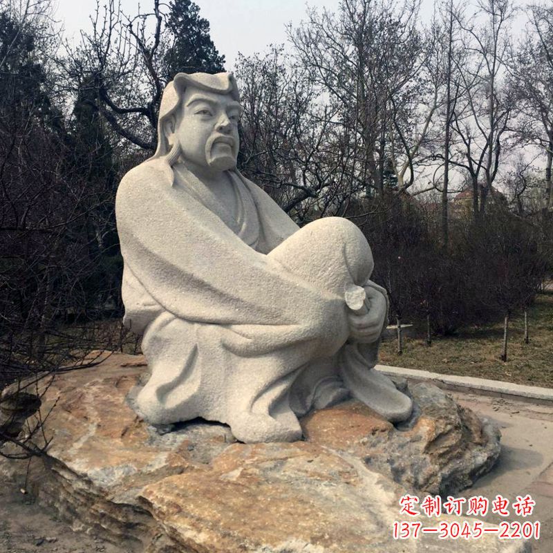 威海田园诗派鼻祖陶渊明公园园林石雕坐像