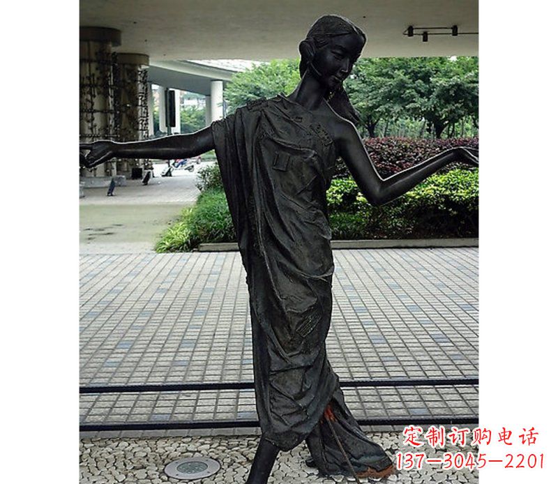 威海跳舞的女孩街边景观铜雕