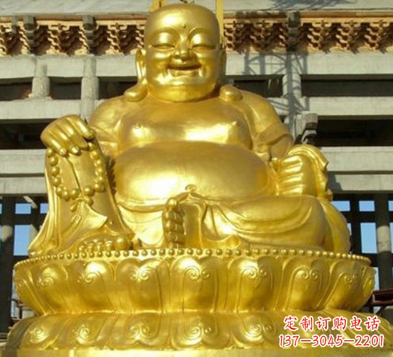 威海贴金弥勒佛铜雕