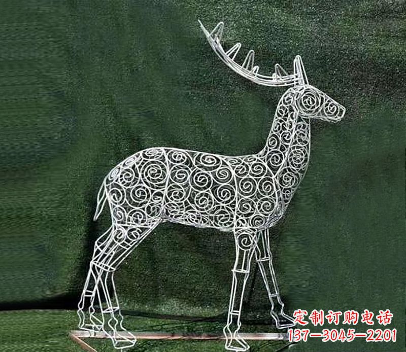 威海铁艺不锈钢镂空梅花鹿雕塑
