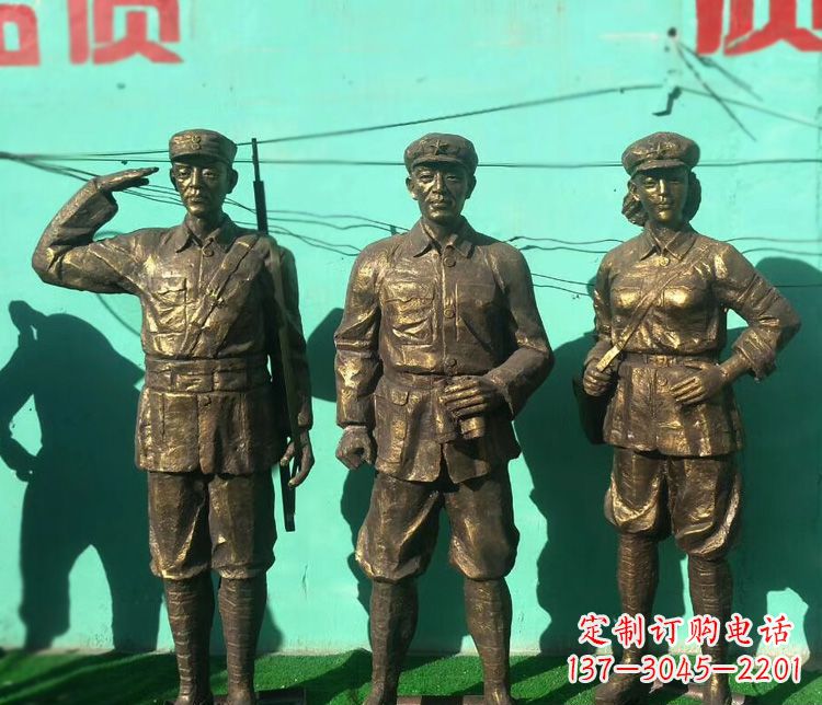 威海铜雕八路军战士雕塑