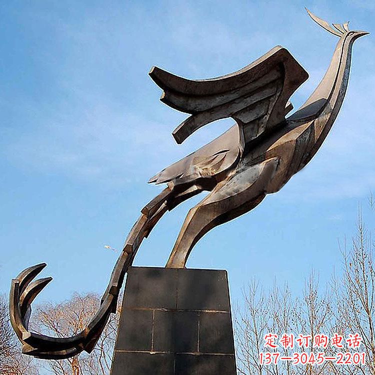 威海铜雕百鸟之王凤凰景观雕塑