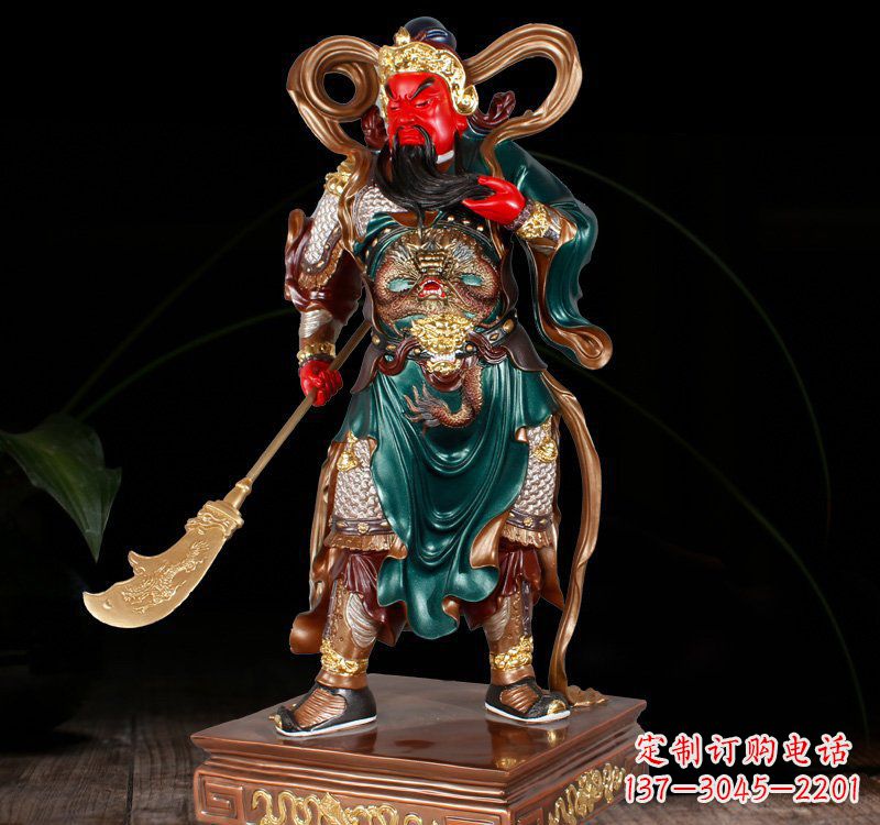 威海铜雕彩绘关公