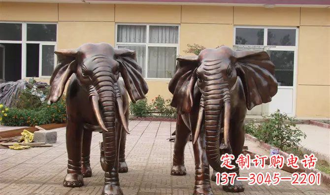 威海铜雕大象公司门口动物雕塑