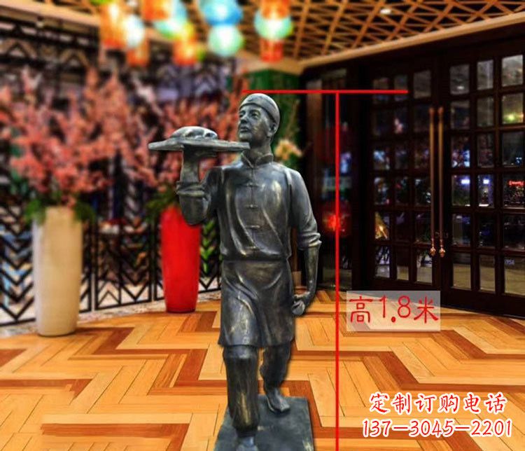威海铜雕店小二人物雕塑 (2)