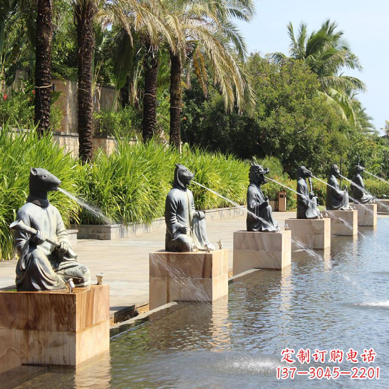 威海铜雕动物喷泉景观雕塑