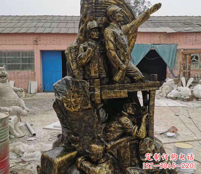 威海铜雕广场解放战士雕塑