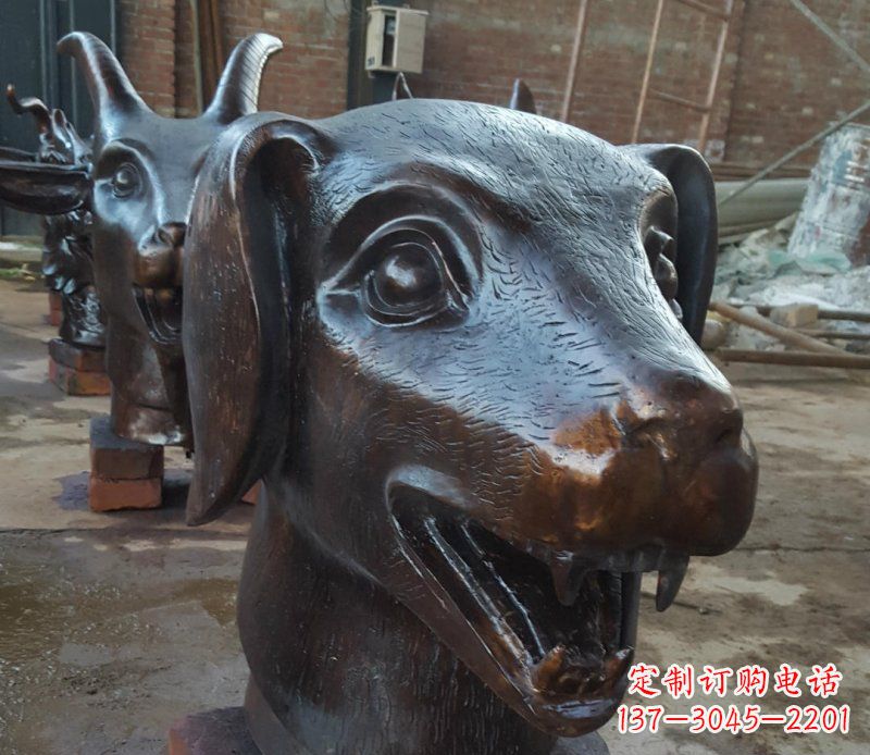 威海铜雕广场生肖动物头像装饰摆件
