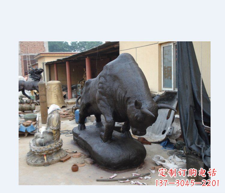 威海铜雕广场水牛动物雕塑