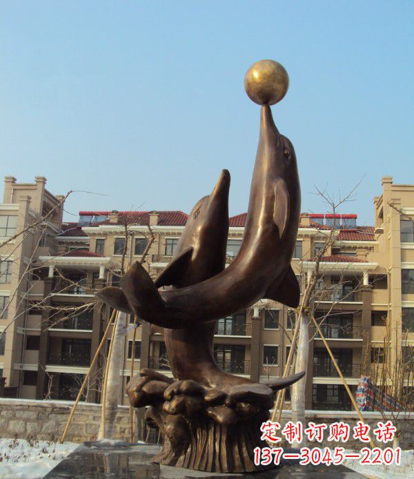 威海铜雕海豚雕塑 (2)