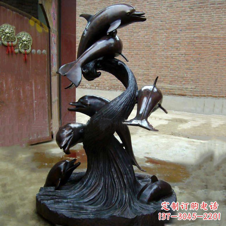 威海铜雕海豚景观雕塑