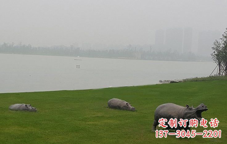 威海铜雕河马公园动物雕塑