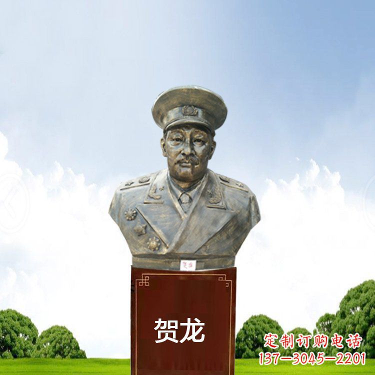 威海铜雕贺龙头像