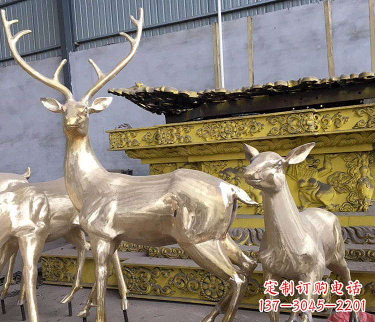 威海铜雕户外动物小鹿雕塑