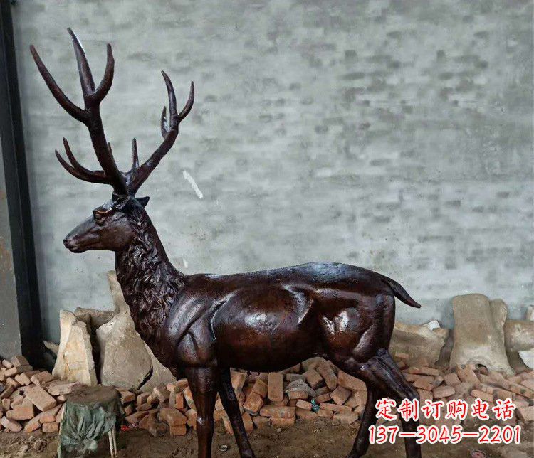 威海铜雕户外公园动物雕塑鹿摆件
