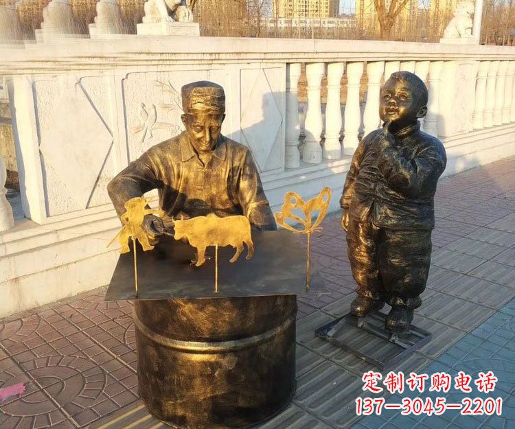 威海铜雕画糖人的人物
