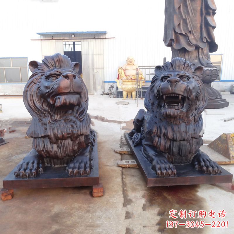 威海铜雕汇丰狮子雕塑