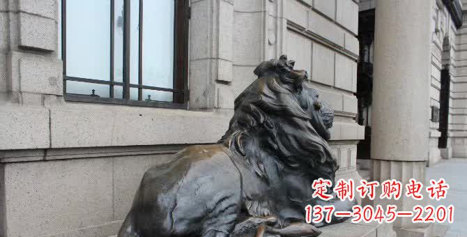 威海铜雕汇丰卧姿狮子