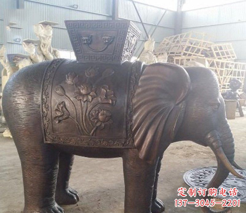 威海铜雕吉祥大象园林动物摆件