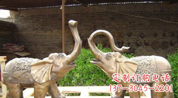 威海铜雕吉祥小象公园动物雕塑