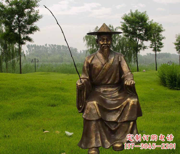 威海铜雕姜太公钓鱼